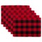 Contemporary Home Living Buffalo Check Textured Cotton Placemats - 19" - Red and Black - Set of 6